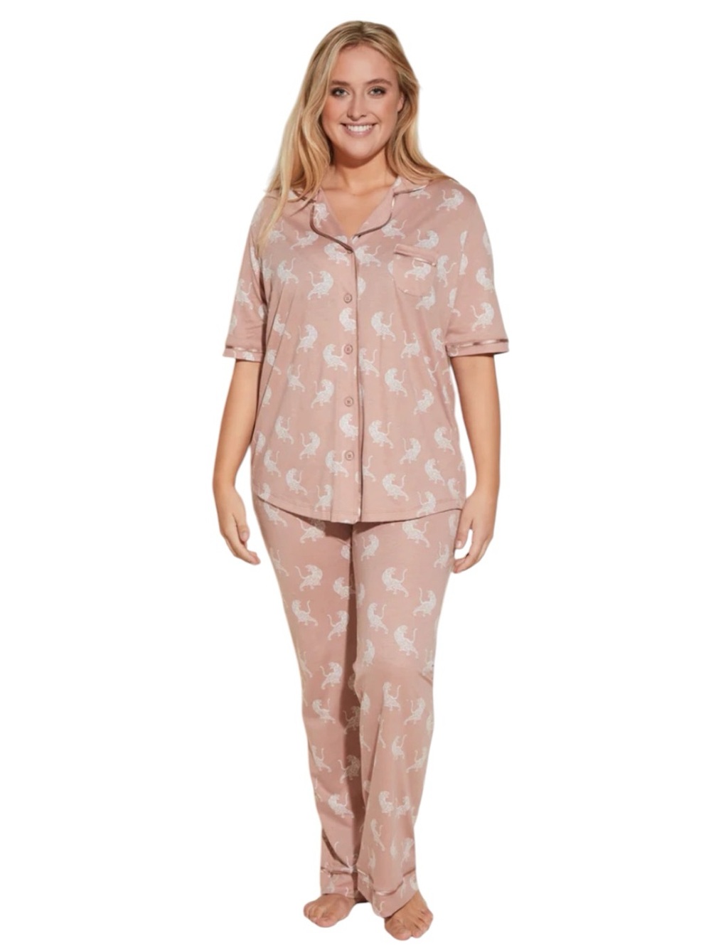 Cosabella Bella Mandorla Tiger Print Pajama Set NWT 3X Pink Modal